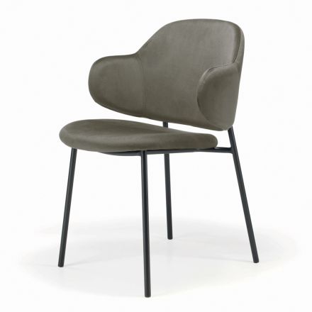 Krzesło do salonu wykonane ze stali i aksamitu Made in Italy - Foggia Viadurini