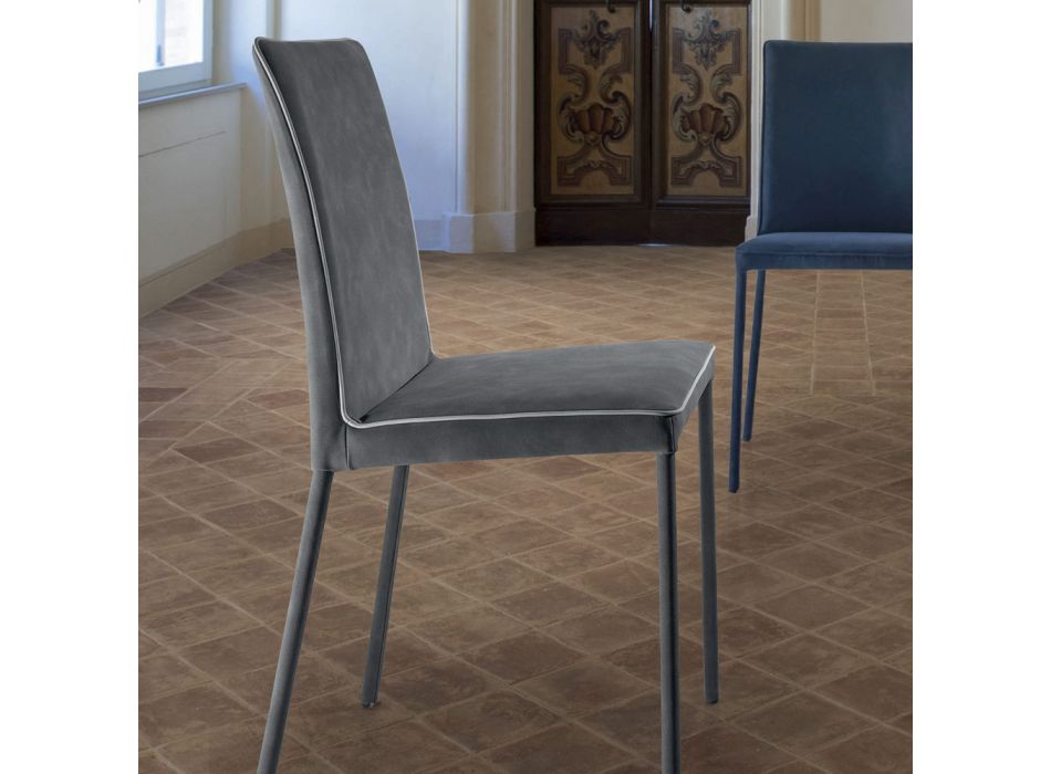 Krzesło do salonu Tapicerowane i lakierowane nogi Made in Italy - Catania Viadurini
