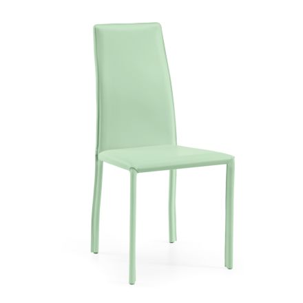 Krzesło do salonu obite skórą w kolorze zielonej wody Made in Italy - Kwiaty Viadurini