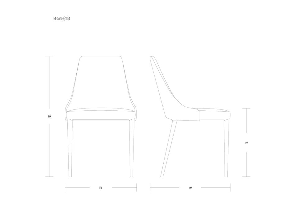2-częściowe skórzane tapicerowane krzesło do salonu Made in Italy - Neptune