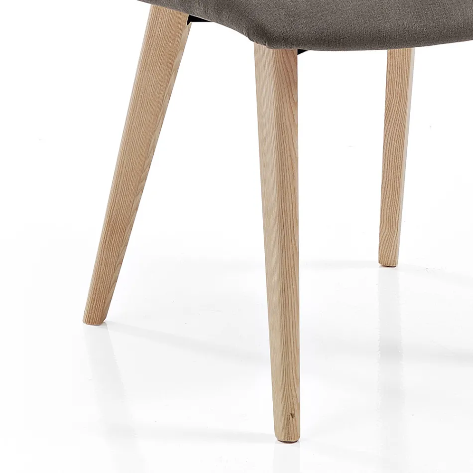 Krzesło do salonu tapicerowane tkaniną i nogami z jesionu - Florinda Viadurini