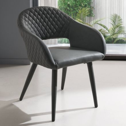 Krzesło do salonu Siedzisko i nogi z wyściełanej ekoskóry 2 sztuki - Cupiolo Viadurini