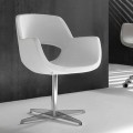 Białe designerskie krzesło biurowe ze sztucznej skóry Michelle