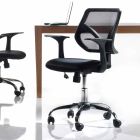 Krzesło biurowe z obrotowymi kółkami w kolorze czarnym Tecnorete i tkaniny - Giovanna Viadurini