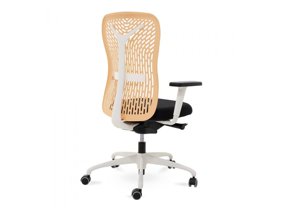 Ergonomiczne Krzesło Biurowe Obrotowe z Podłokietnikami i Białą Strukturą - Fulvio Viadurini