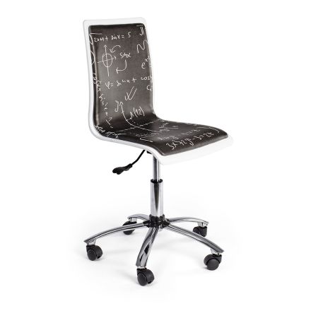 Obrotowe krzesło biurowe ze stali i ekoskóry z nadrukiem tablicy - Lollo Viadurini