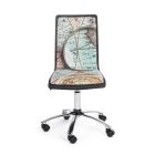Obrotowe krzesło biurowe ze stali i ekoskóry z nadrukiem mapy - Lollo Viadurini