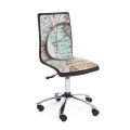 Obrotowe krzesło biurowe ze stali i ekoskóry z nadrukiem mapy - Lollo