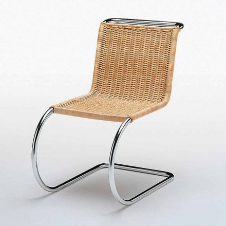Krzesło biurowe z naturalnej trzciny i chromowanej stali Made in Italy - Formentera Viadurini