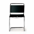 Skórzane krzesło biurowe z chromowaną stalową konstrukcją Made in Italy - Elite Viadurini