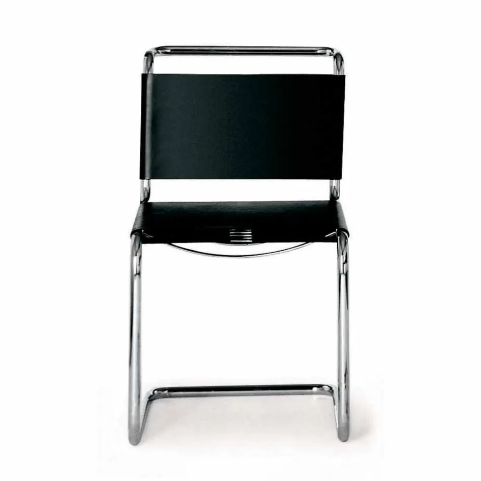 Skórzane krzesło biurowe z chromowaną stalową konstrukcją Made in Italy - Elite Viadurini