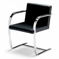 Skórzane krzesło biurowe z chromowaną stalową konstrukcją Made in Italy - kwarc