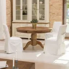 Krzesło ozdobione kokardą do salonu z drewna i bawełny - zjeżdżalnia Viadurini