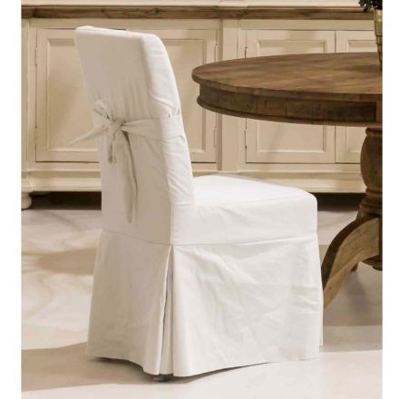 Krzesło ozdobione kokardą do salonu z drewna i bawełny - zjeżdżalnia Viadurini