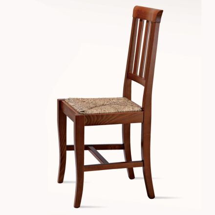 Krzesło o klasycznym designie z drewna i siedziska ze słomy Made in Italy - Dorina Viadurini