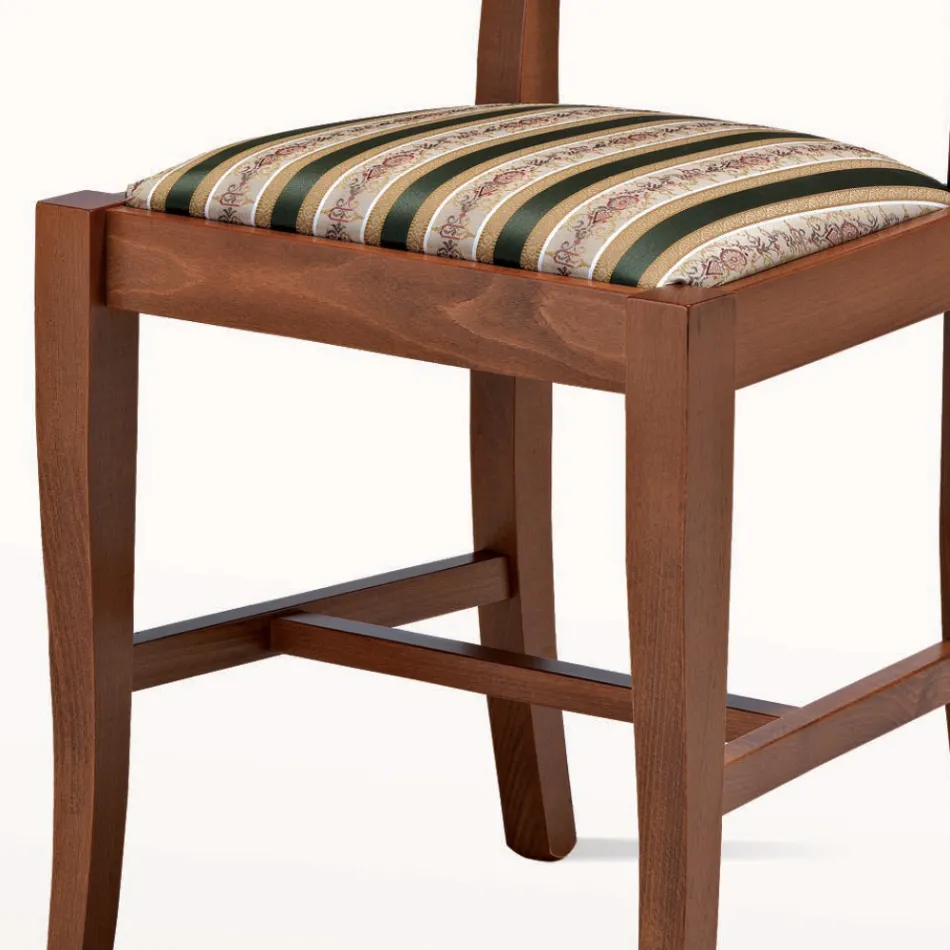 Klasyczne krzesło z drewna i siedzisko z tkaniny Made in Italy - Dorina Viadurini