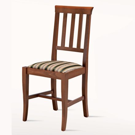 Klasyczne krzesło z drewna i siedzisko z tkaniny Made in Italy - Dorina Viadurini