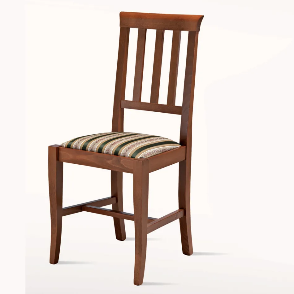 Klasyczne krzesło z drewna i siedzisko z tkaniny Made in Italy - Dorina Viadurini