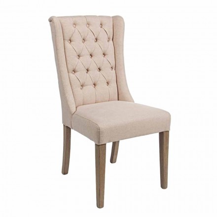 Klasyczne krzesło z tkaniny i drewna dębowego 2 sztuki Homemotion - Forla Viadurini