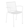 Designerskie krzesło ogrodowe z podłokietnikami, które można układać w stosy z białej stali - Magamago