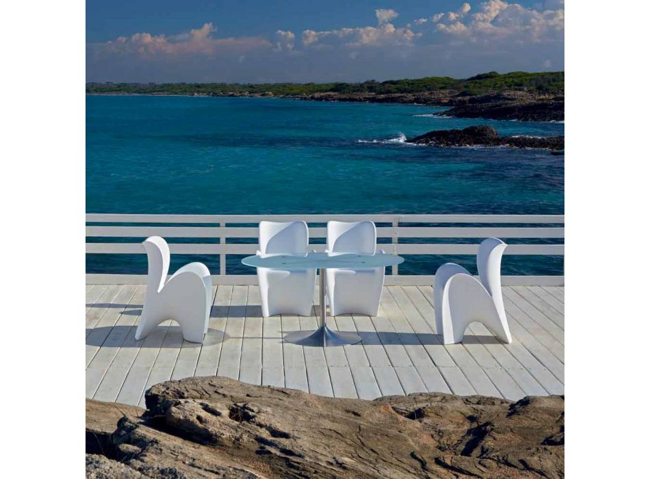 Zaprojektuj krzesło do wnętrz lub na zewnątrz z kolorowego plastiku 2 sztuki - Lily by Myyour Viadurini