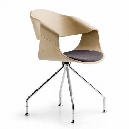 Designerskie krzesło z dębu lub drewna wenge z włoską luksusową poduszką - Rimmel Viadurini