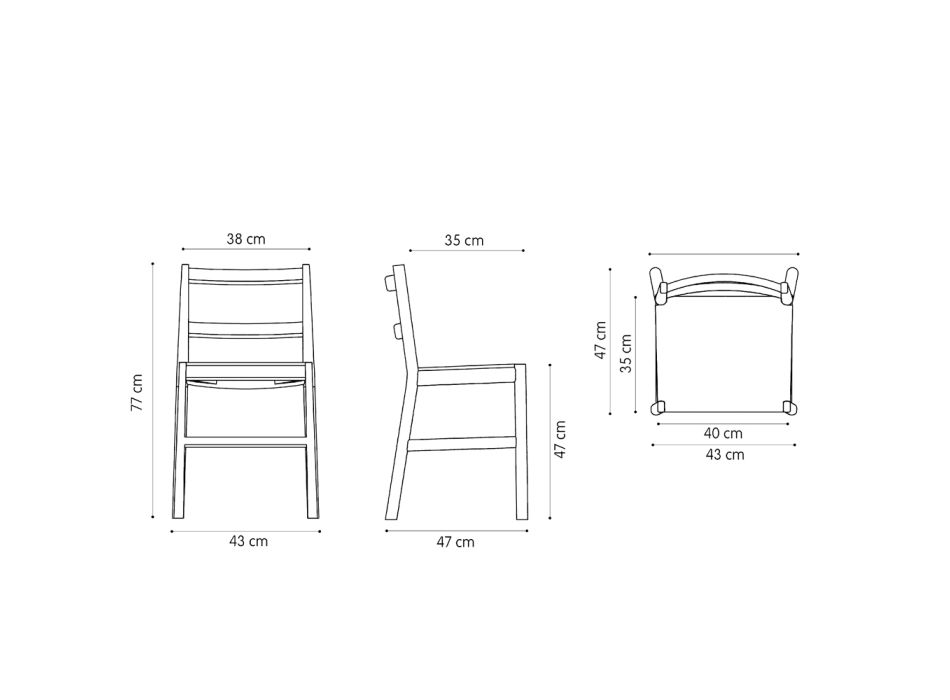 Wysokiej jakości krzesło z litego drewna bukowego wyprodukowanego we Włoszech, 2 sztuki - Nora Viadurini