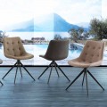 Tapicerowane, pikowane designerskie krzesło z tkaniny lub ekologicznego nubuku Venezia