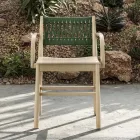 Luksusowe krzesło z podłokietnikami z bielonego buku i liną Made in Italy - Nora Viadurini