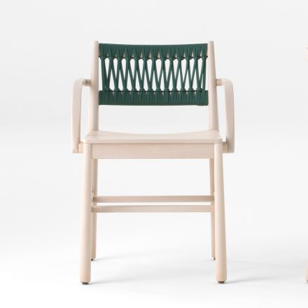Luksusowe krzesło z podłokietnikami z bielonego buku i liną Made in Italy - Nora Viadurini