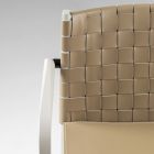 Luksusowe krzesło z beżowego lakierowanego drewna bukowego i tkanej skóry Made in Italy - Nora Viadurini