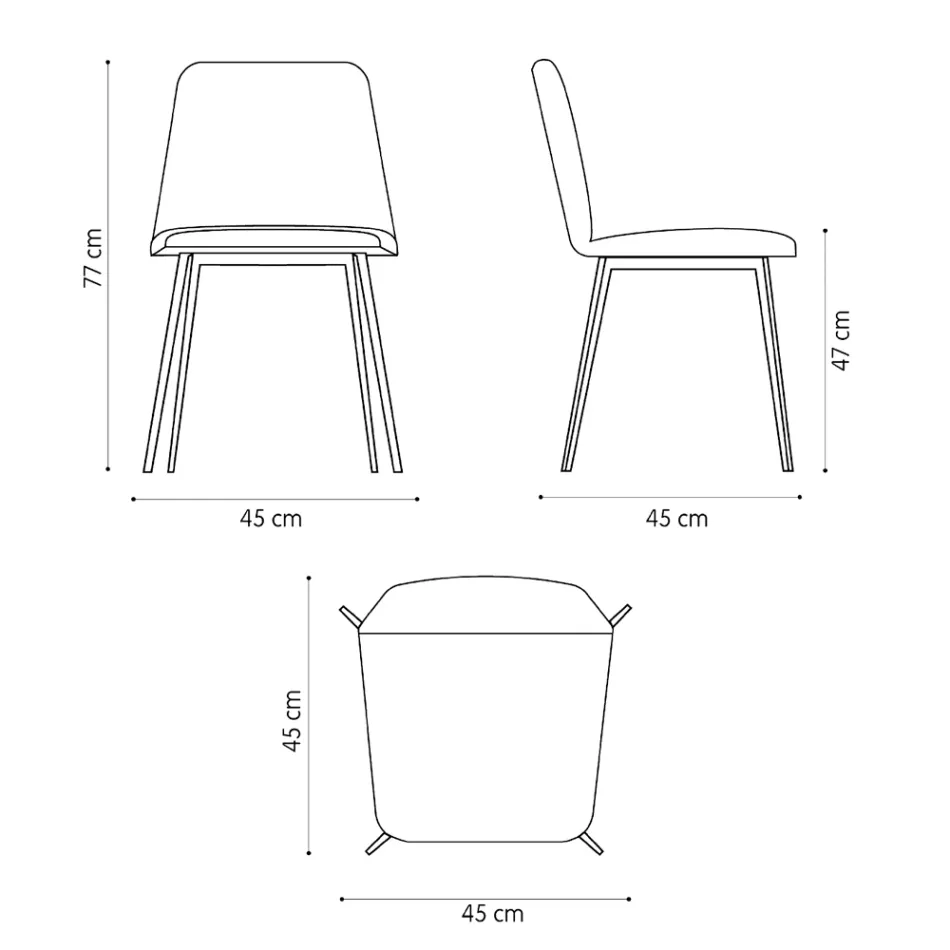 Luksusowe skórzane krzesło z metalowymi nogami Made in Italy, 2 sztuki - Molde Viadurini