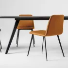 Luksusowe skórzane krzesło z metalowymi nogami Made in Italy, 2 sztuki - Molde Viadurini