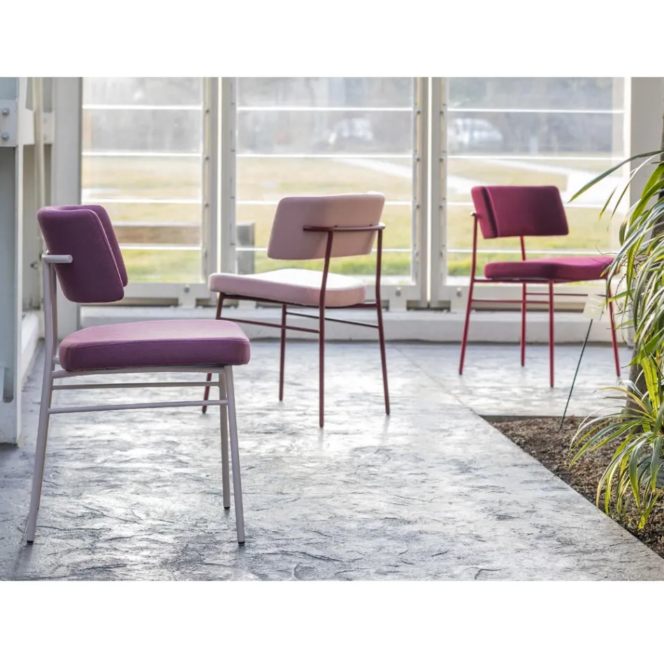 Luksusowe krzesło z tkaniny z metalową podstawą Made in Italy, 2 sztuki - Alaska Viadurini