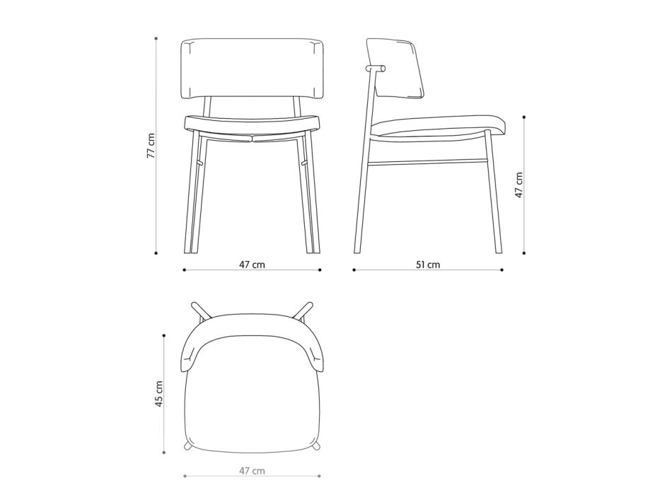 Luksusowe krzesło z tkaniny z metalową podstawą Made in Italy, 2 sztuki - Alaska Viadurini