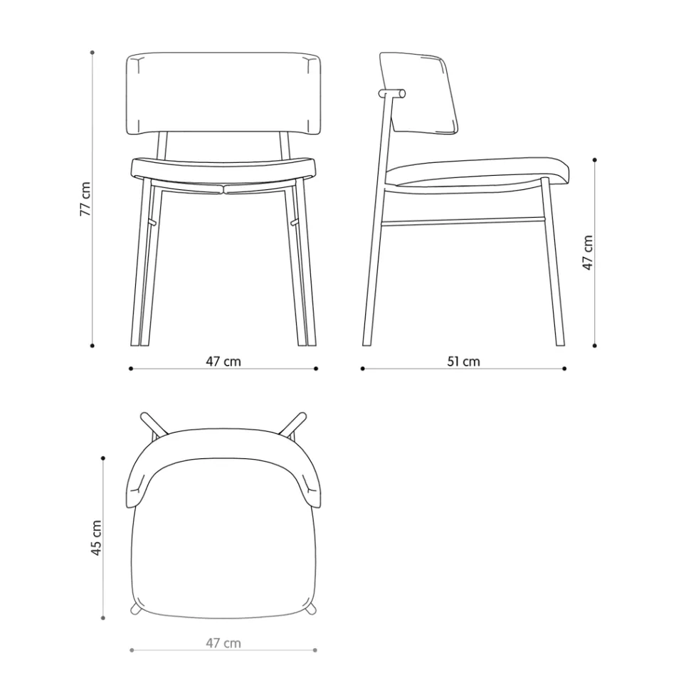 Luksusowe krzesło z tkaniny z metalową podstawą Made in Italy, 2 sztuki - Alaska Viadurini