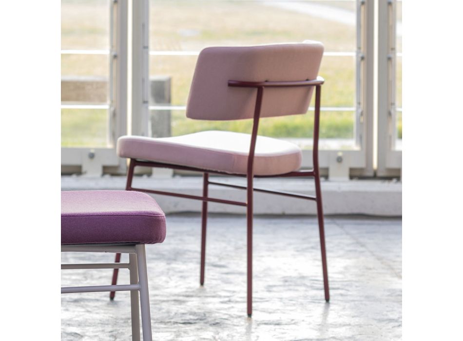 Luksusowe krzesło z tkaniny z metalową podstawą Made in Italy, 2 sztuki - Alaska Viadurini