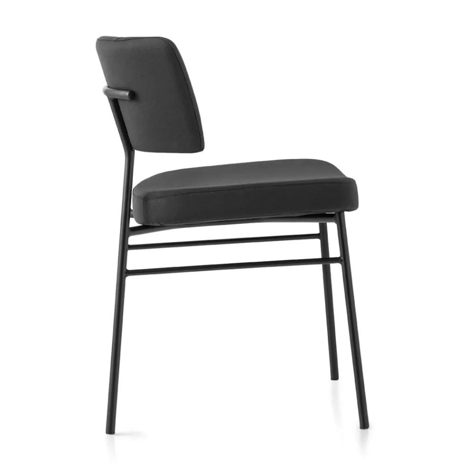 Luksusowe krzesło materiałowe z metalową podstawą Made in Italy, 2 sztuki - Alaska Viadurini