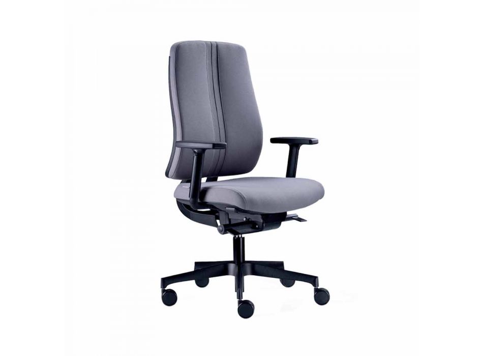 Ergonomiczne nowoczesne obrotowe krzesło biurowe z czarnej ognioodpornej tkaniny - Menaleo Viadurini