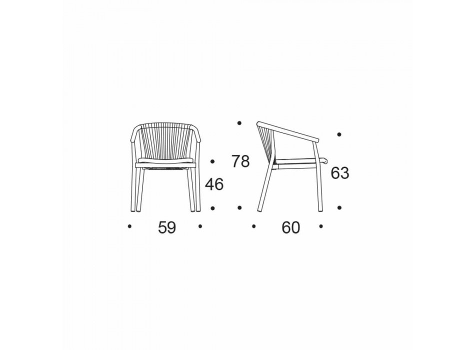 Krzesło zewnętrzne z podłokietnikami sztaplowane tapicerowane wys. 78 cm - Smart by Varaschin Viadurini