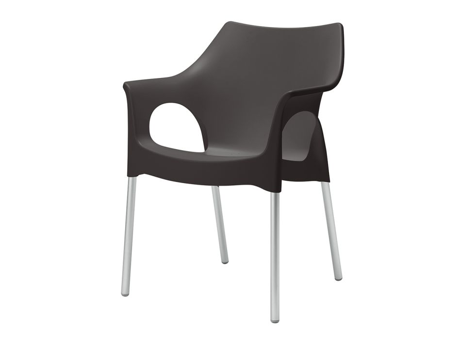 Krzesło ogrodowe z technopolimeru i aluminium Made in Italy 4 sztuki - Lucciola Viadurini
