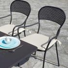 Krzesło ogrodowe z możliwością układania w stos z antracytową żelazną strukturą - Nadege Viadurini