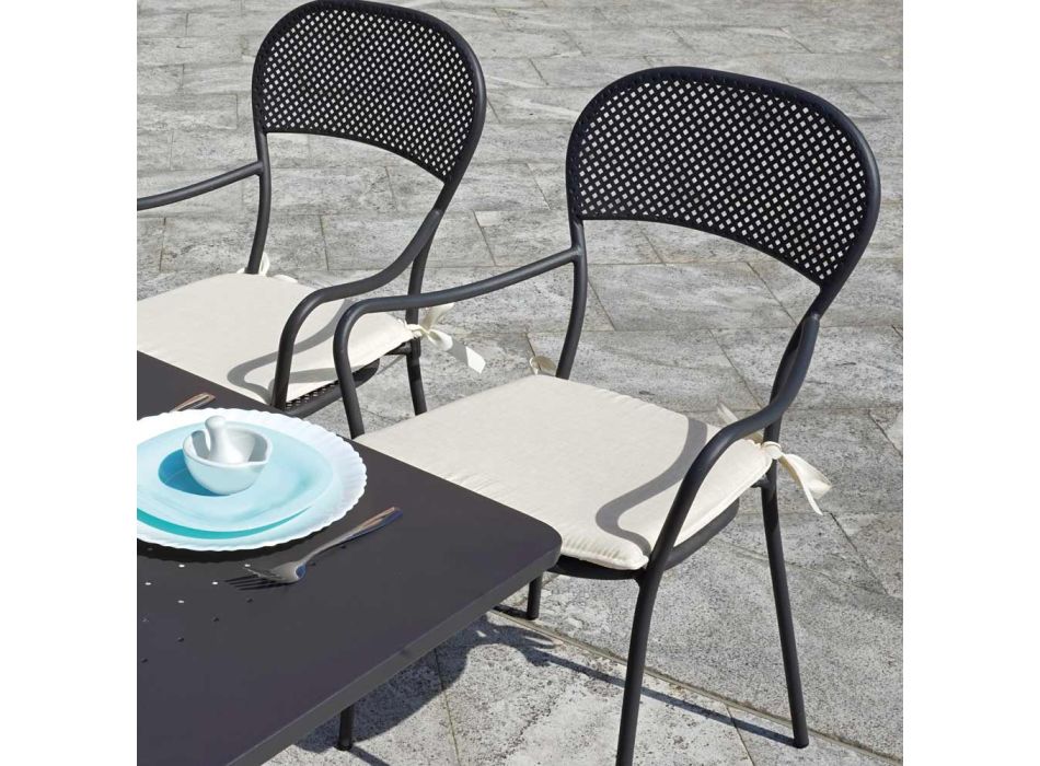 Krzesło ogrodowe z możliwością układania w stos z antracytową żelazną strukturą - Nadege Viadurini