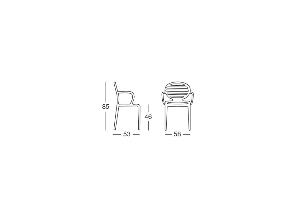 Krzesło ogrodowe do ustawiania w stos z polipropylenu Made in Italy 4 sztuki - malina Viadurini