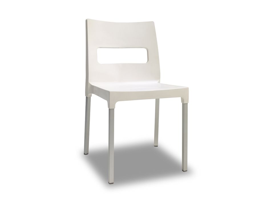 Krzesło ogrodowe z technopolimeru i aluminium Made in Italy 4 sztuki - Maximum Viadurini