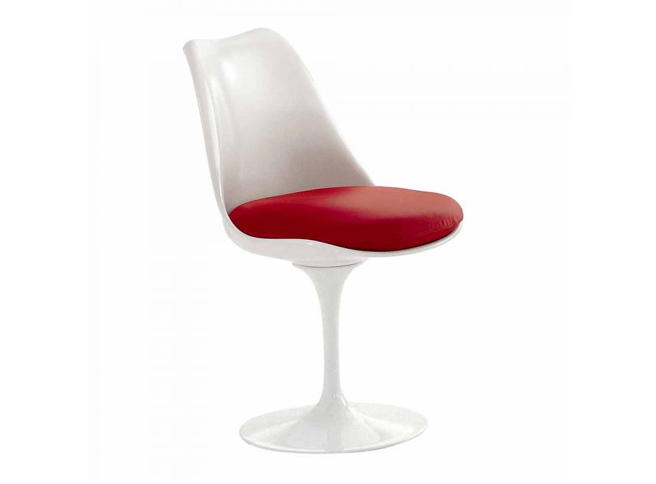 Krzesło obrotowe z lakierowanego aluminium ze skórzanym siedziskiem Made in Italy - Cabiria Viadurini