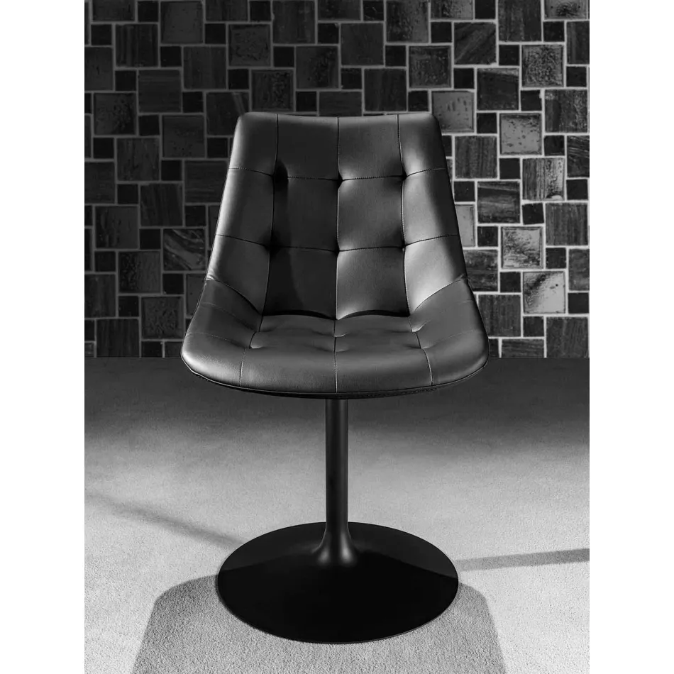 Krzesło obrotowe, siedzisko z ekoskóry Capitonnè Processing - Aura Viadurini