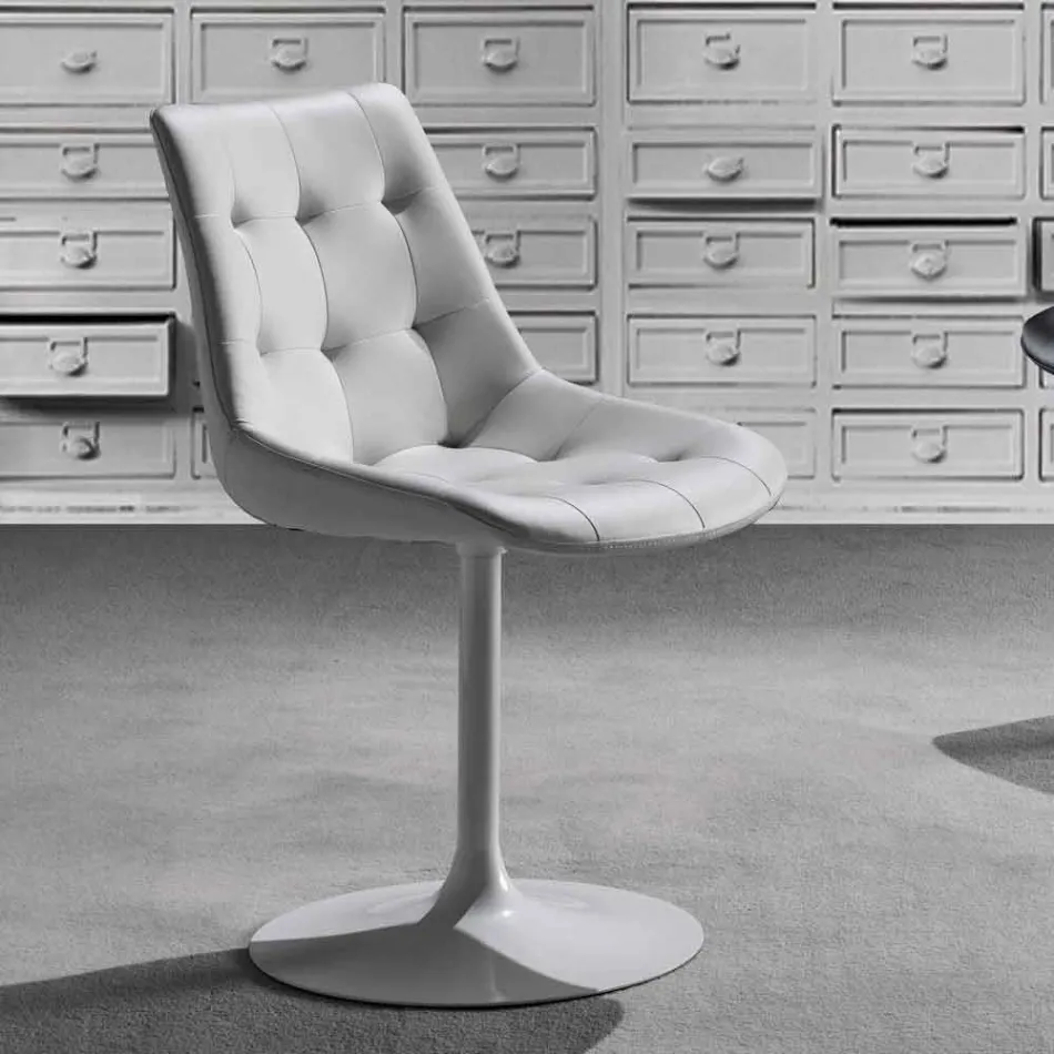 Krzesło obrotowe, siedzisko z ekoskóry Capitonnè Processing - Aura Viadurini