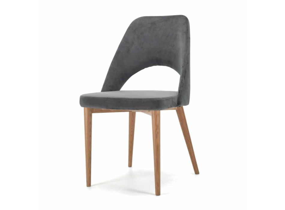 Wyściełane krzesło z podstawą z drewna jesionowego Made in Italy - Lorenza Viadurini