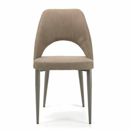 Wyściełane nowoczesne krzesło kuchenne z podstawą ze stali lakierowanej - Lorenza Viadurini